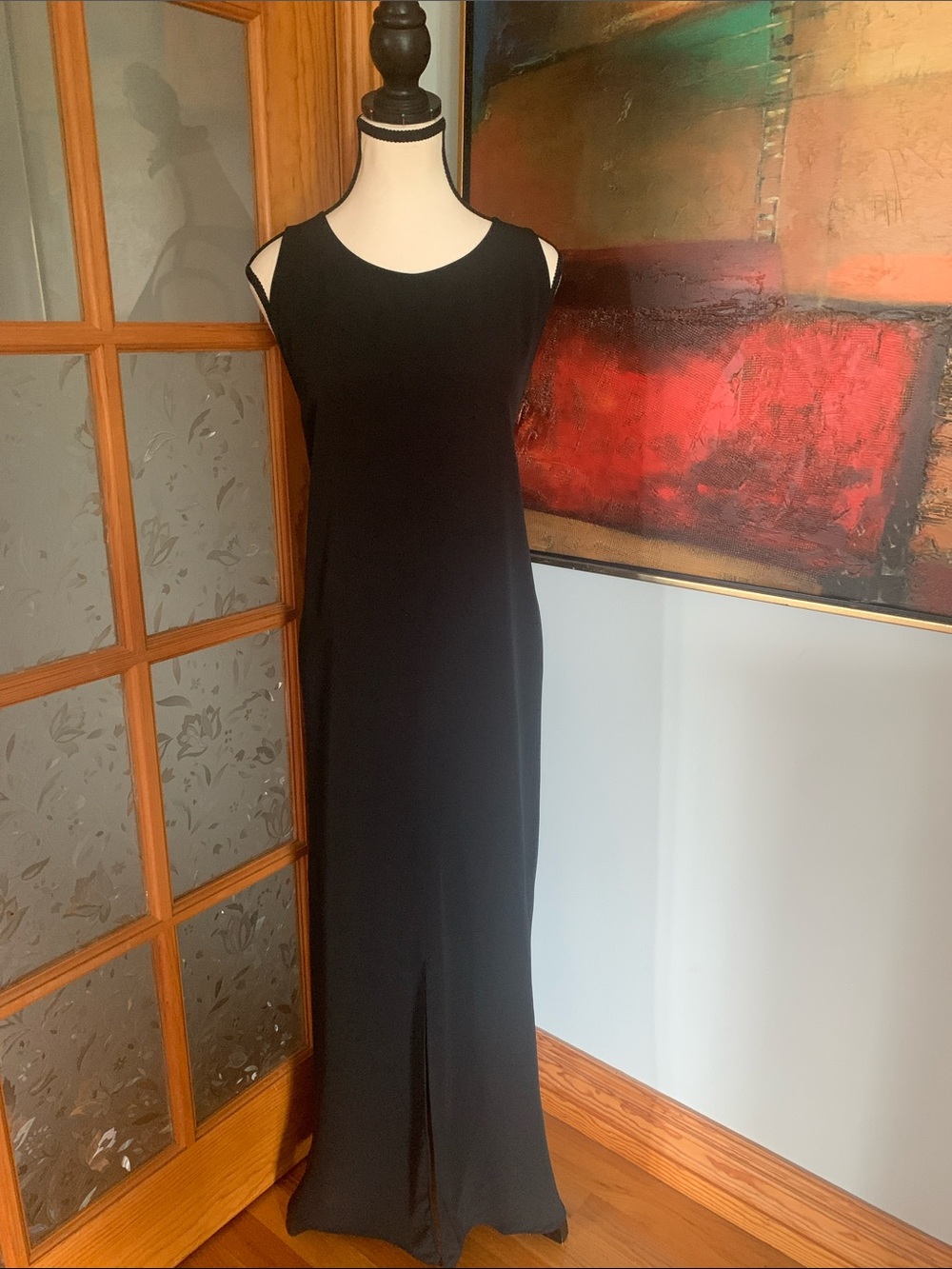 Eileen Fisher Tencel & Viscose Crepe Front Slit Maxi Dress - Black, Sz L
